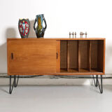 Vintage sideboard, metal feet, 121cm