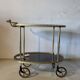 Vintage brass and dark wood serving trolley – 1960s