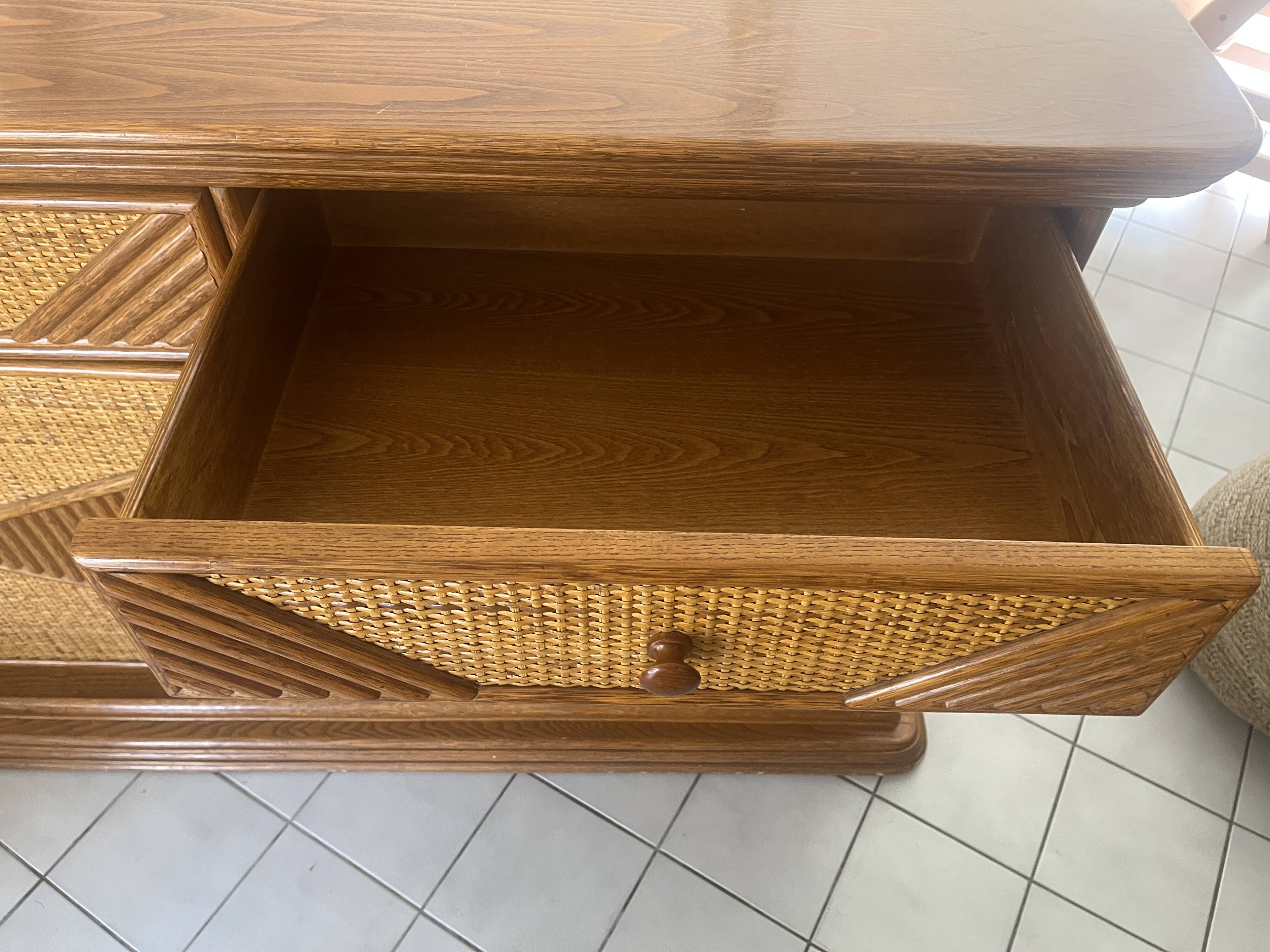 Buffet, vintage wicker commode in Riviera style, 1970s.