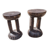 Set of 2 Bamileke African Low African Stool
