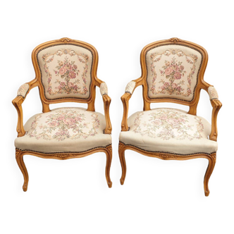Pair of Louis xv convertible armchairs