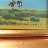 Mongolia landscape painting signed frame