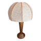 Wooden bedside lamp with a dome wool lampshade Mid Century