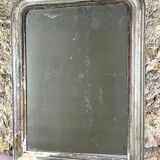 Antique Louis-Philippe Mirror, 19th Century, Shabby Silver Patina