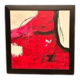 Large Original Swedish Oil on Canvas – “Red Composition” by AMH – Signed – Vintage & Framed