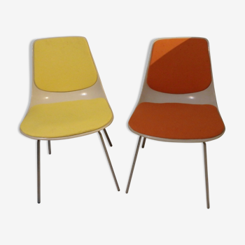 2 chaises jaune et orange vintage année 60/70 Wilkhahn