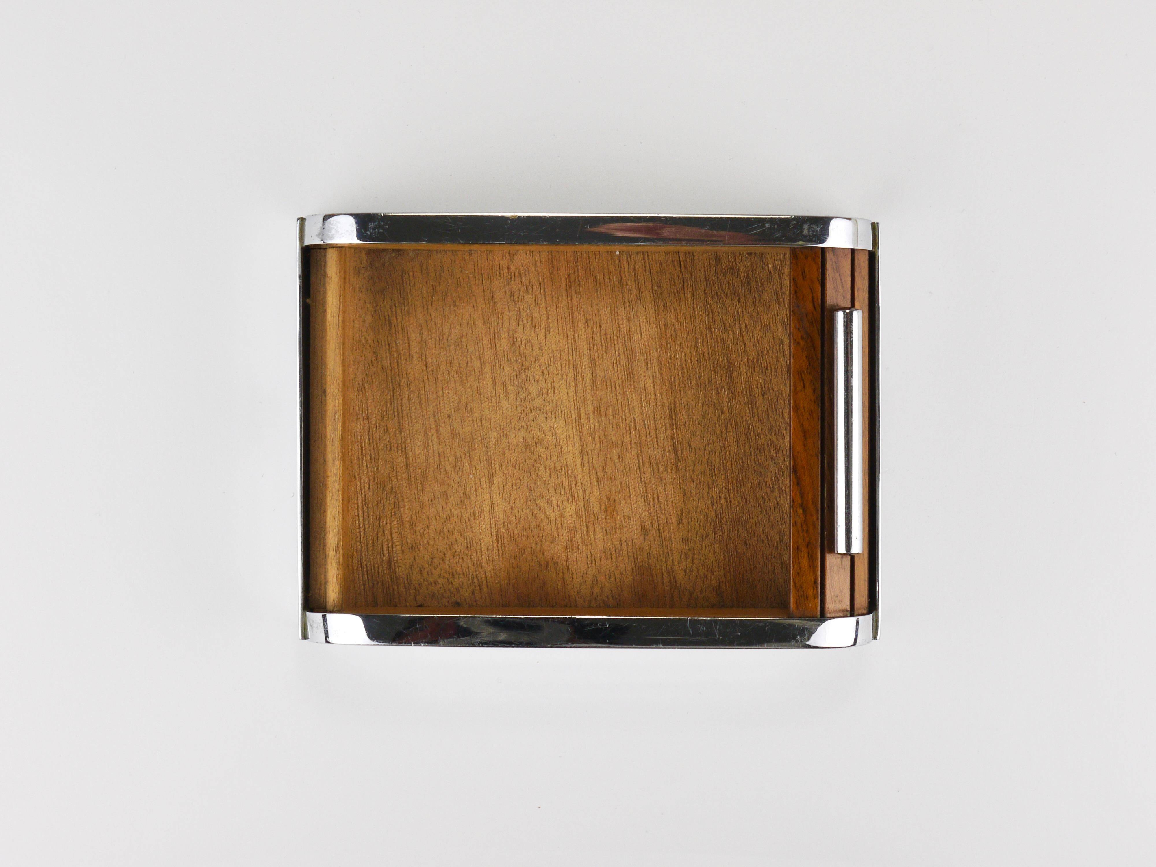 Carl Aubock rolling shutter storage box from the 1930s, cigarette dispenser, walnut, Vienna