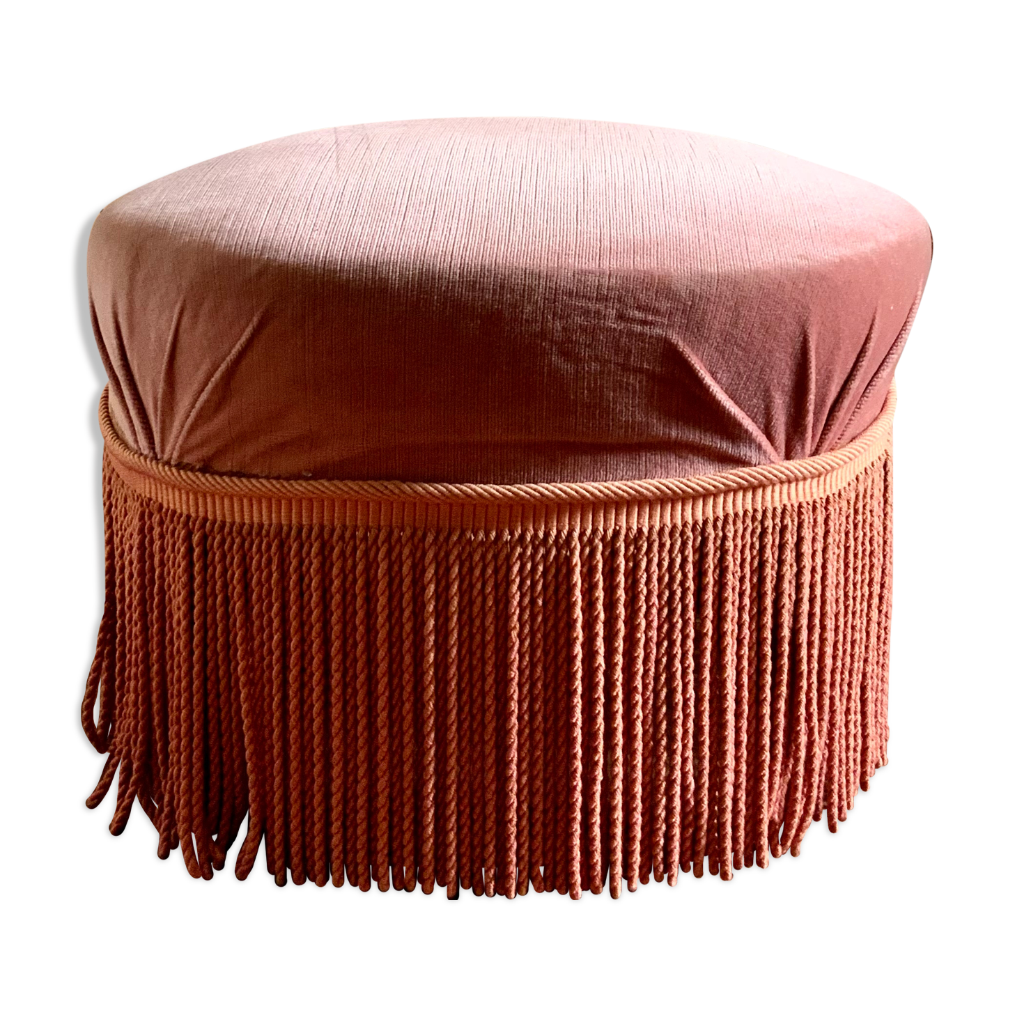 Vintage fringed pouf