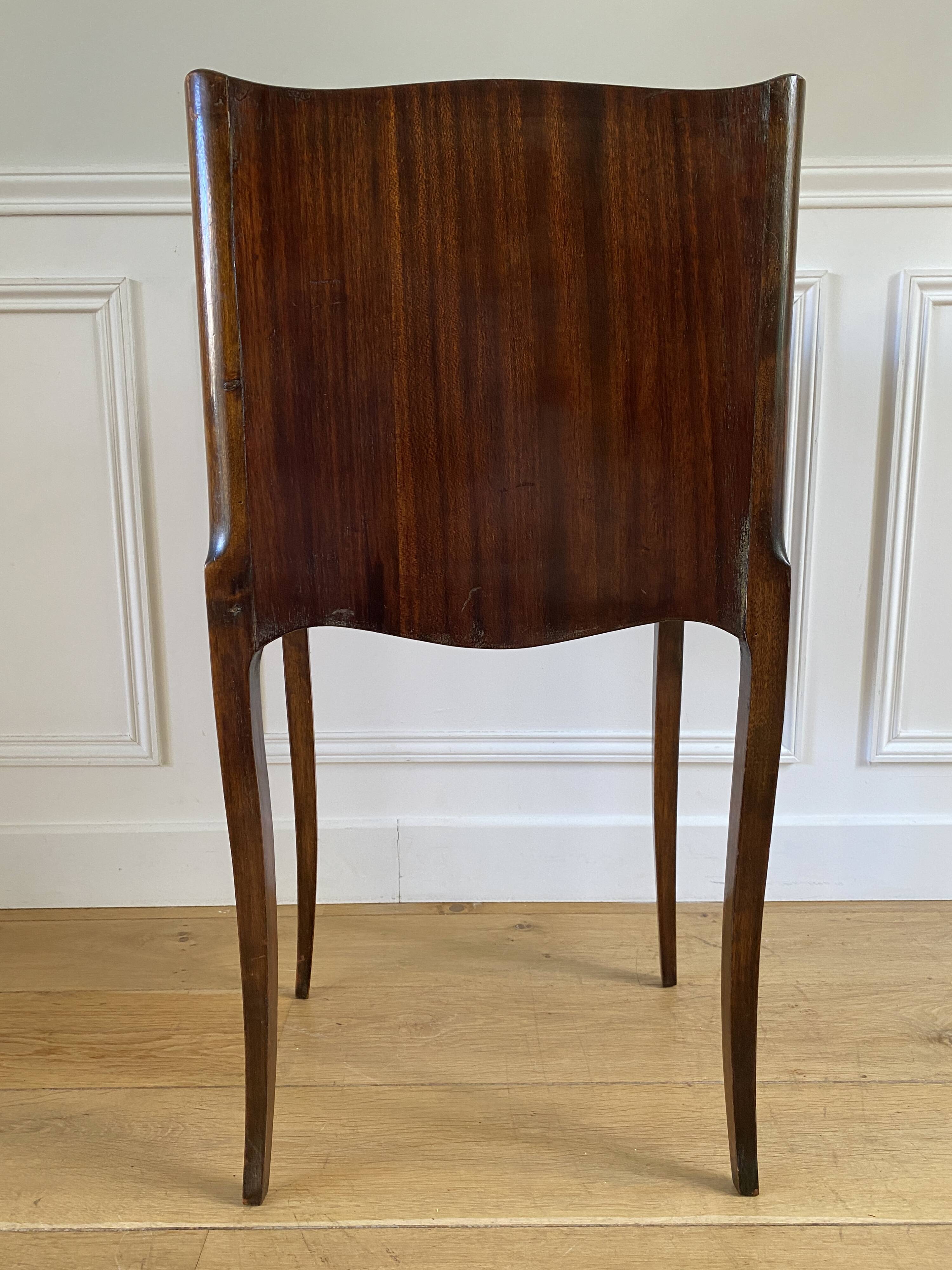 Antique marquetry bedside table – Louis XV style – 3 drawers