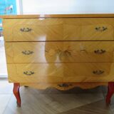 Vintage Louis XV style chest of drawers in citron wood veneer