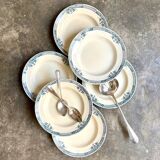 6 assiettes creuses Longchamp en terre de fer, service "Lily"