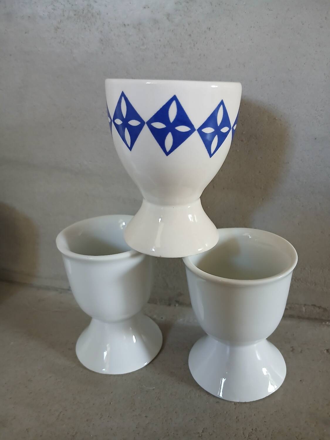 6 mismatched antique egg cups