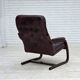 1970s, Scandinavian armchair, brown furniture leather, bent wood.