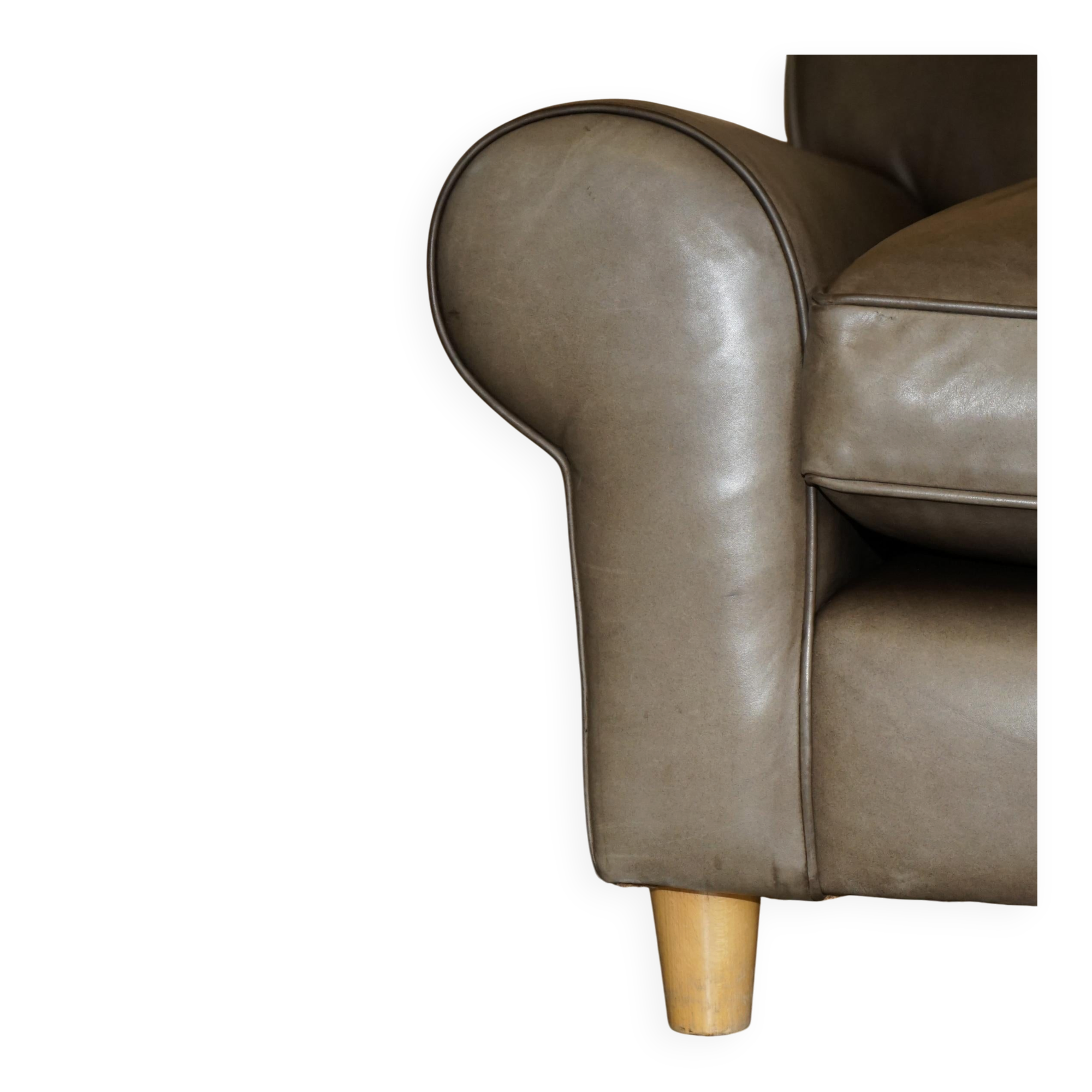 Large leather loveseat by Terence Conran