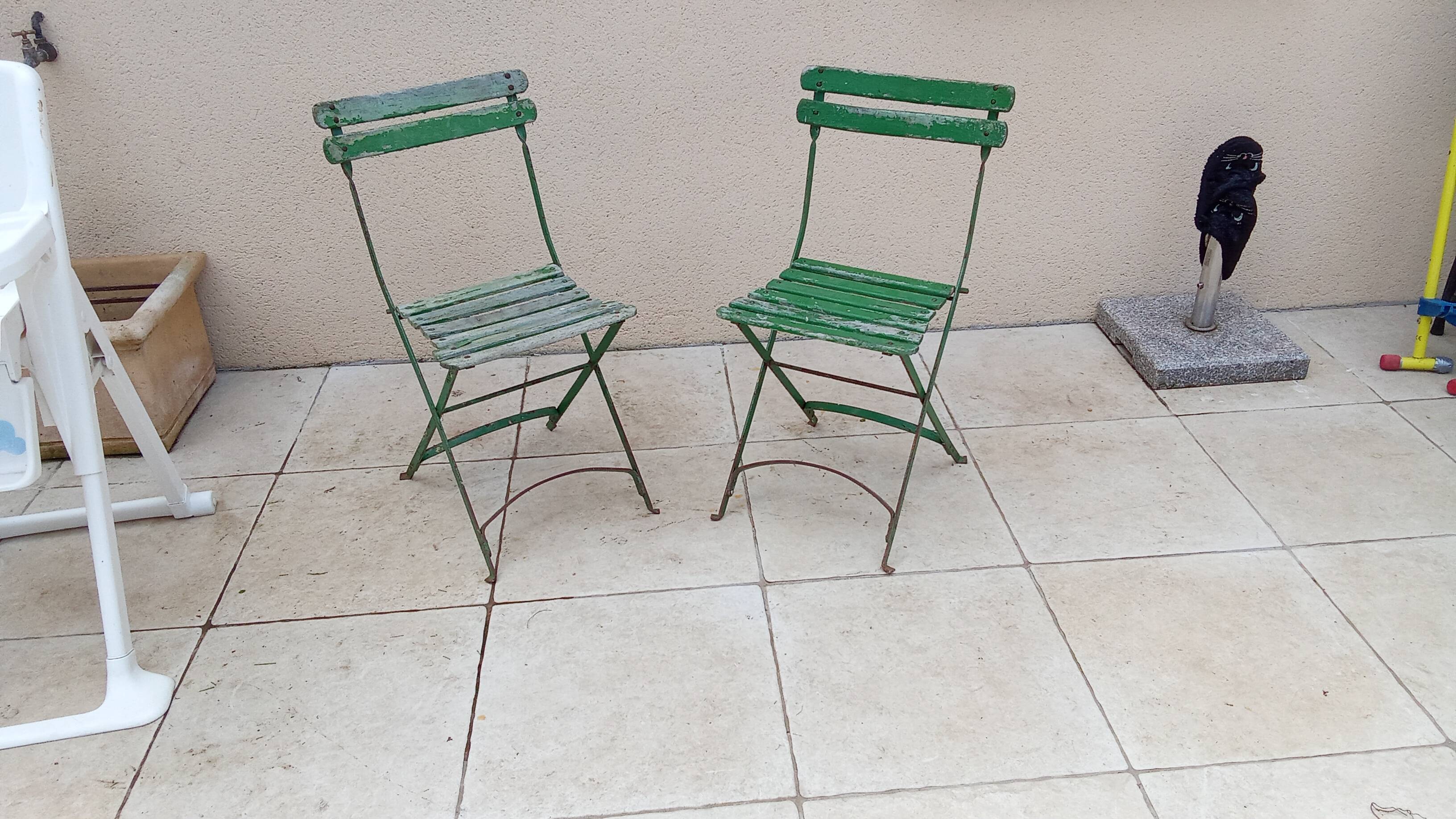 Paire de chaises de bistrot jardin pliable ancienne