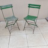 Paire de chaises de bistrot jardin pliable ancienne