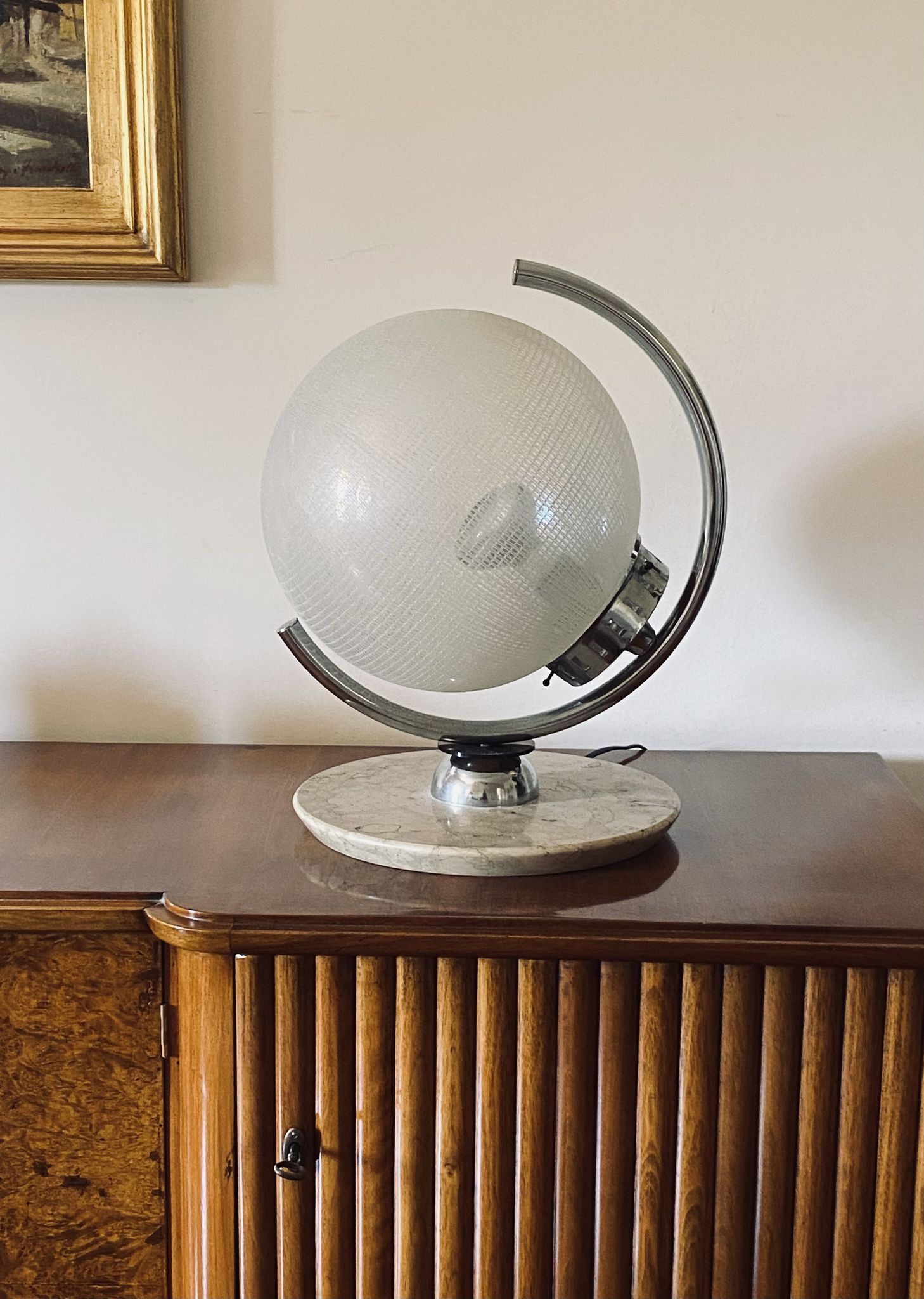 Murano glass spherical table lamp, Mazzega Italy 1970s