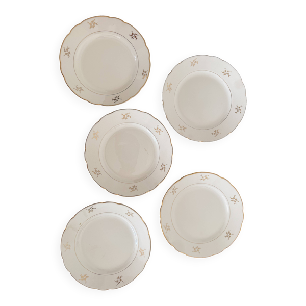 5 assiettes à dessert anciennes Villeroy & Boch Mettlach