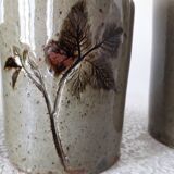 Série de 3 pots en grès émaillé motifs herbier Le Rivet