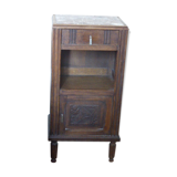 Chevet en bois et marbre rose fleurs ciselés art deco