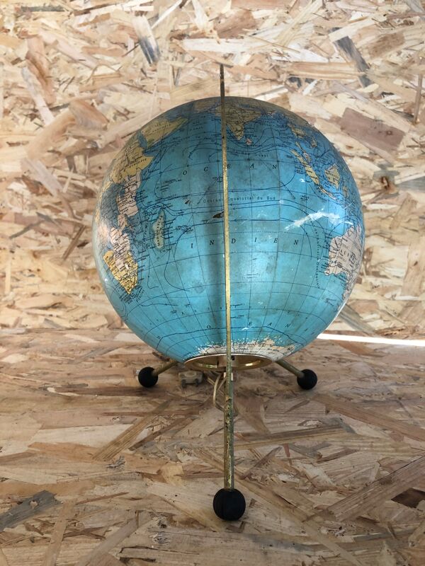Ancienne mappemonde globe terrestre verre 1963