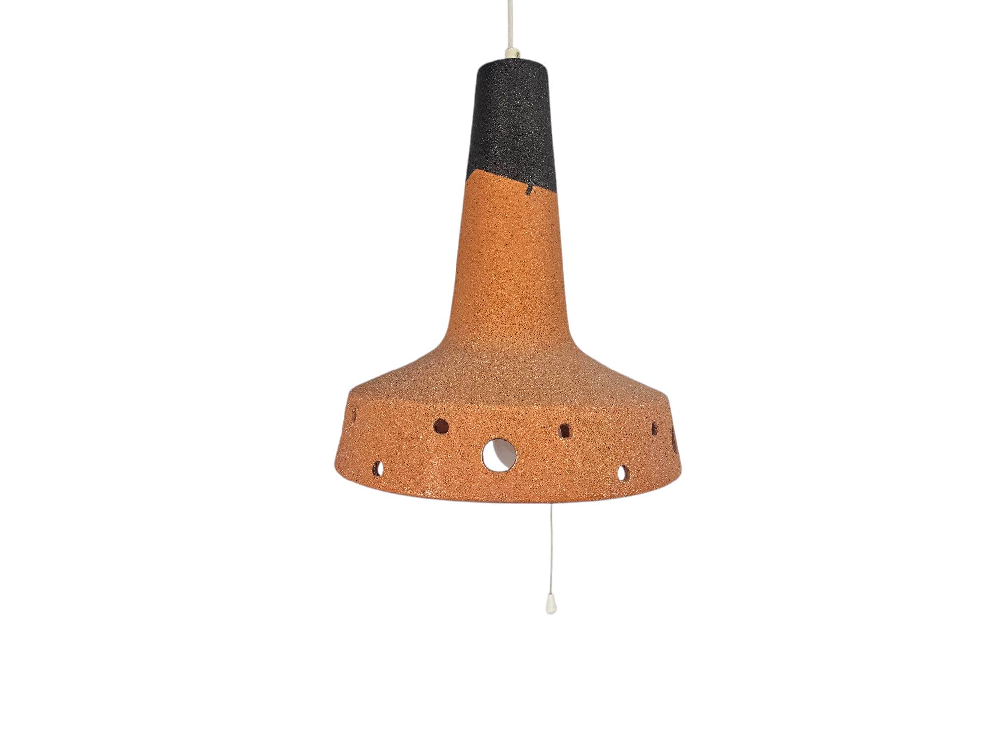 Vintage pendant lamp - ceramic - Fat Lava - pull switch - West Germany - 70