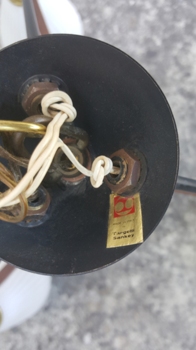 Vintage pendant lamp, teak and opaline, creation Targetti Sankey, vintage, 60s