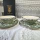 Ensemble de 2 bols à bouillon et soucoupes verts ironstone England