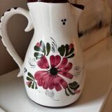 HAND-PAINTED JUG VASE just a tiny chip at the spout level.