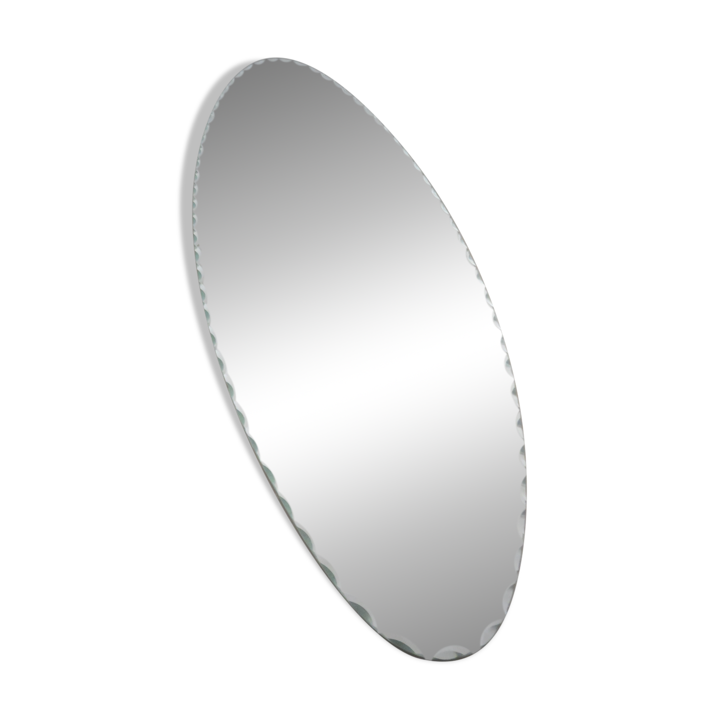 Very large oval beveled mirror, to put down, art deco, 40s 50s