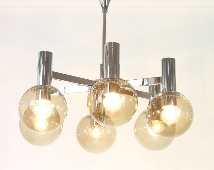 Six-light brass chandelier Italy 1960s
