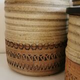 Pots en grès couvercle palissandre circa 70