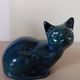 Blue ceramic cat, 1980s.