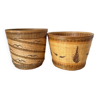 Vintage rattan planters