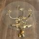 Coffee table model with cranes surrounding a brass bonsai and round glass top by Willy Daro.