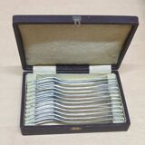 12 silver metal snail forks