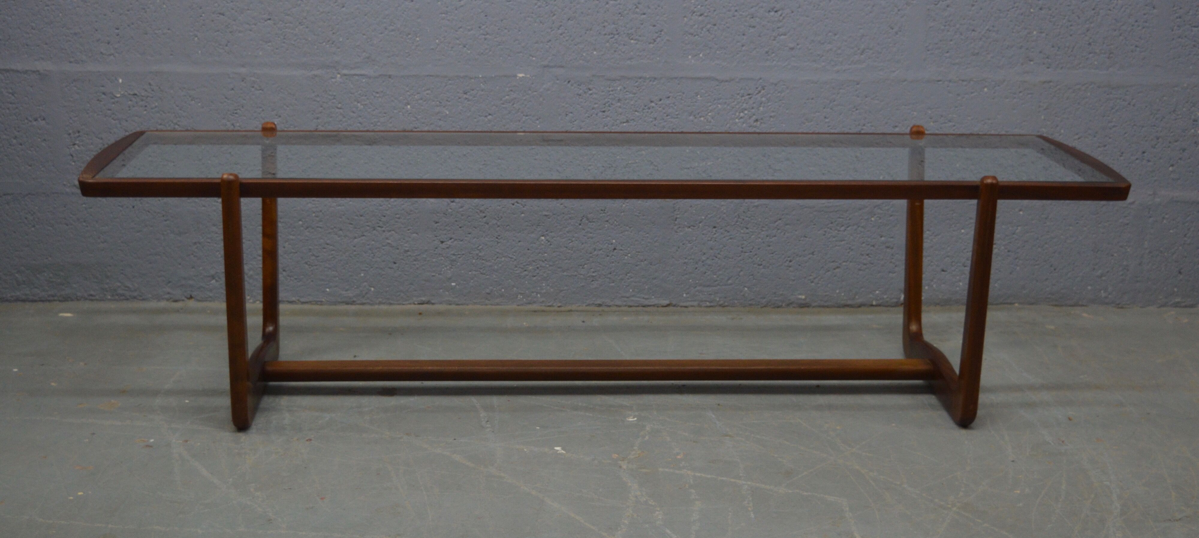 Mid century glass topped coffee table