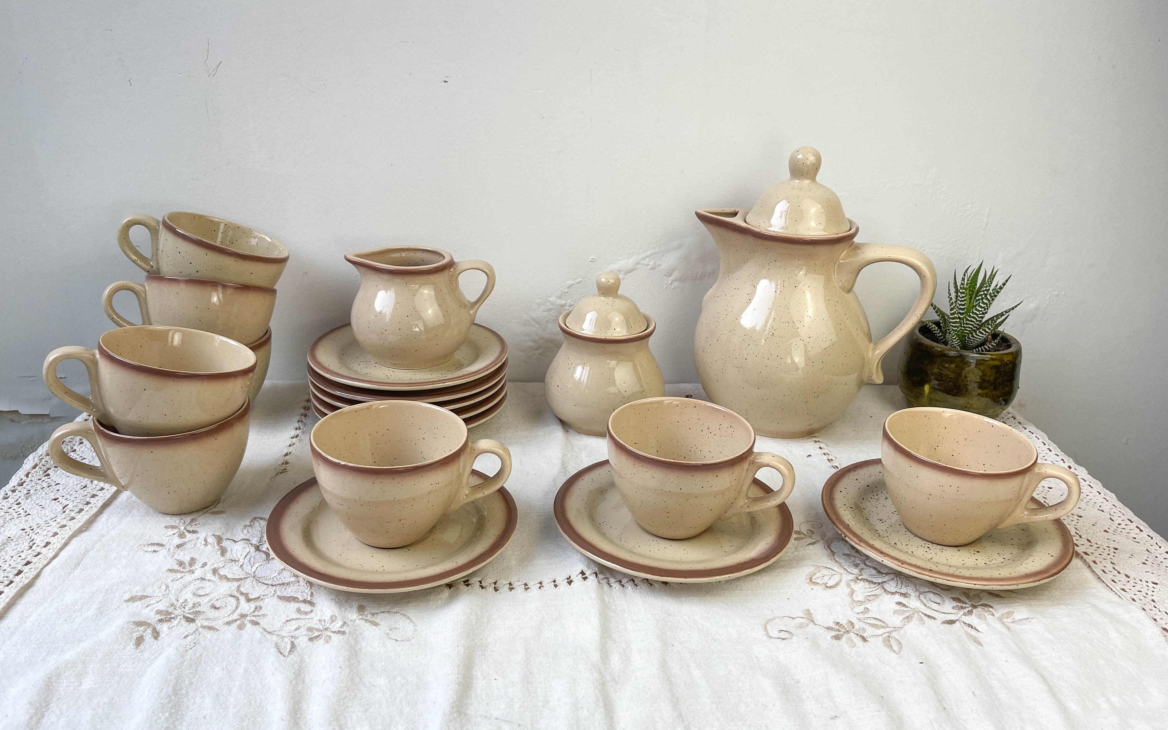 Mid-century speckled stoneware coffee set from the 20th century