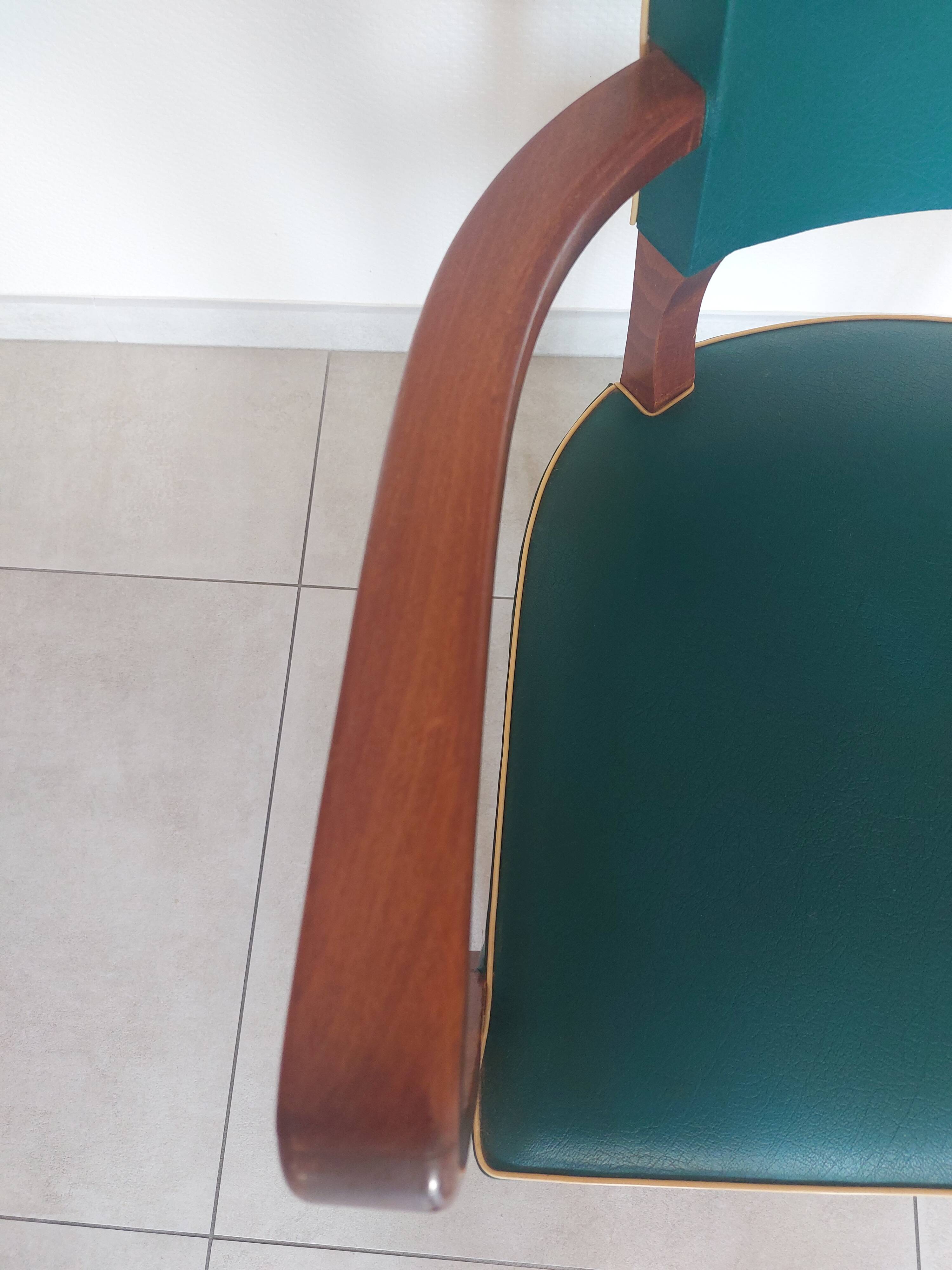 pair of green bridge armchairs