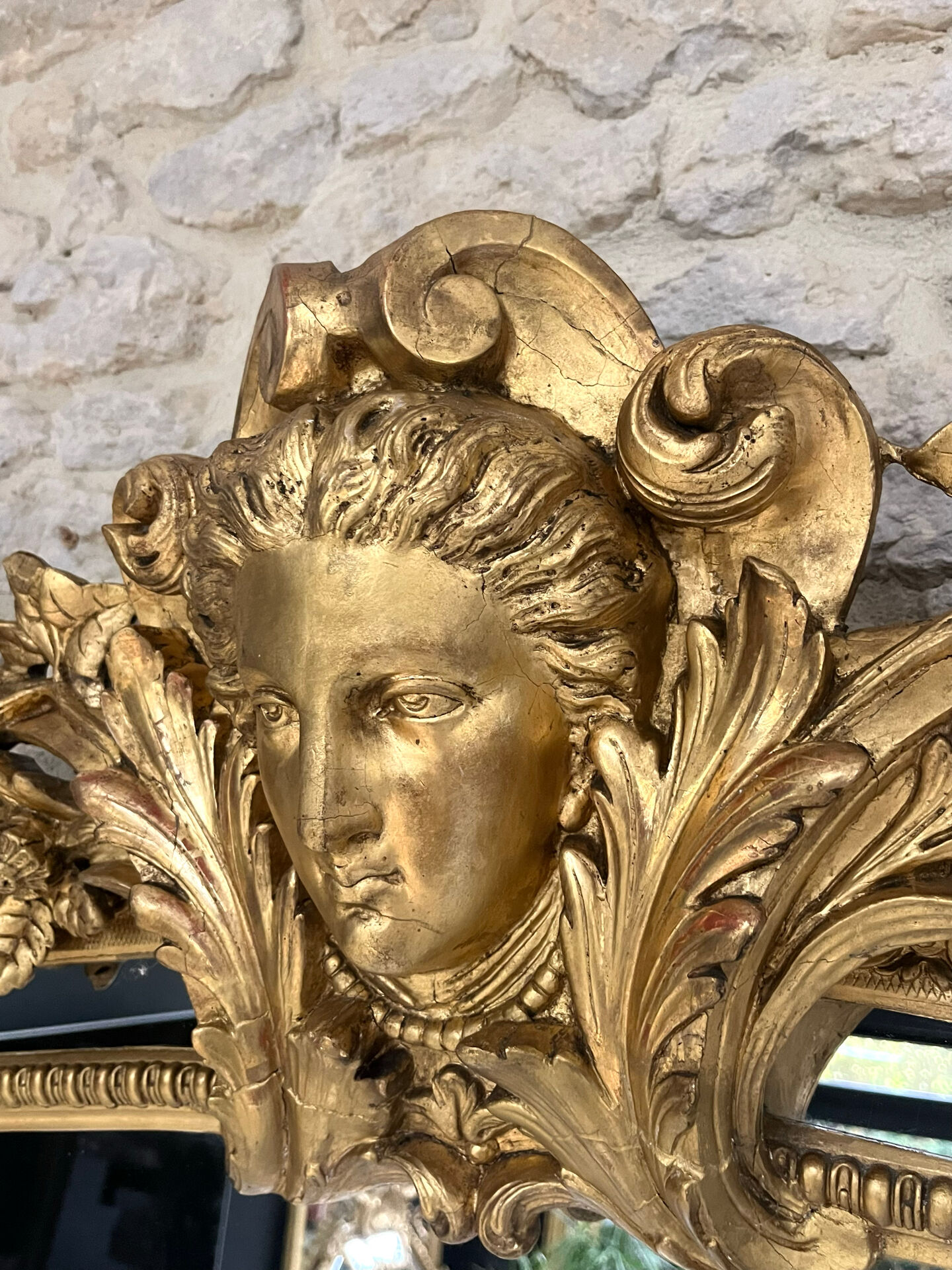 Mirror 244.5/142.5cm Louis XIV with mercury glass, gold leaf.
