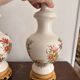 Antique Pair of Ceramic Floral Bulbous Lamps Shabby Chic