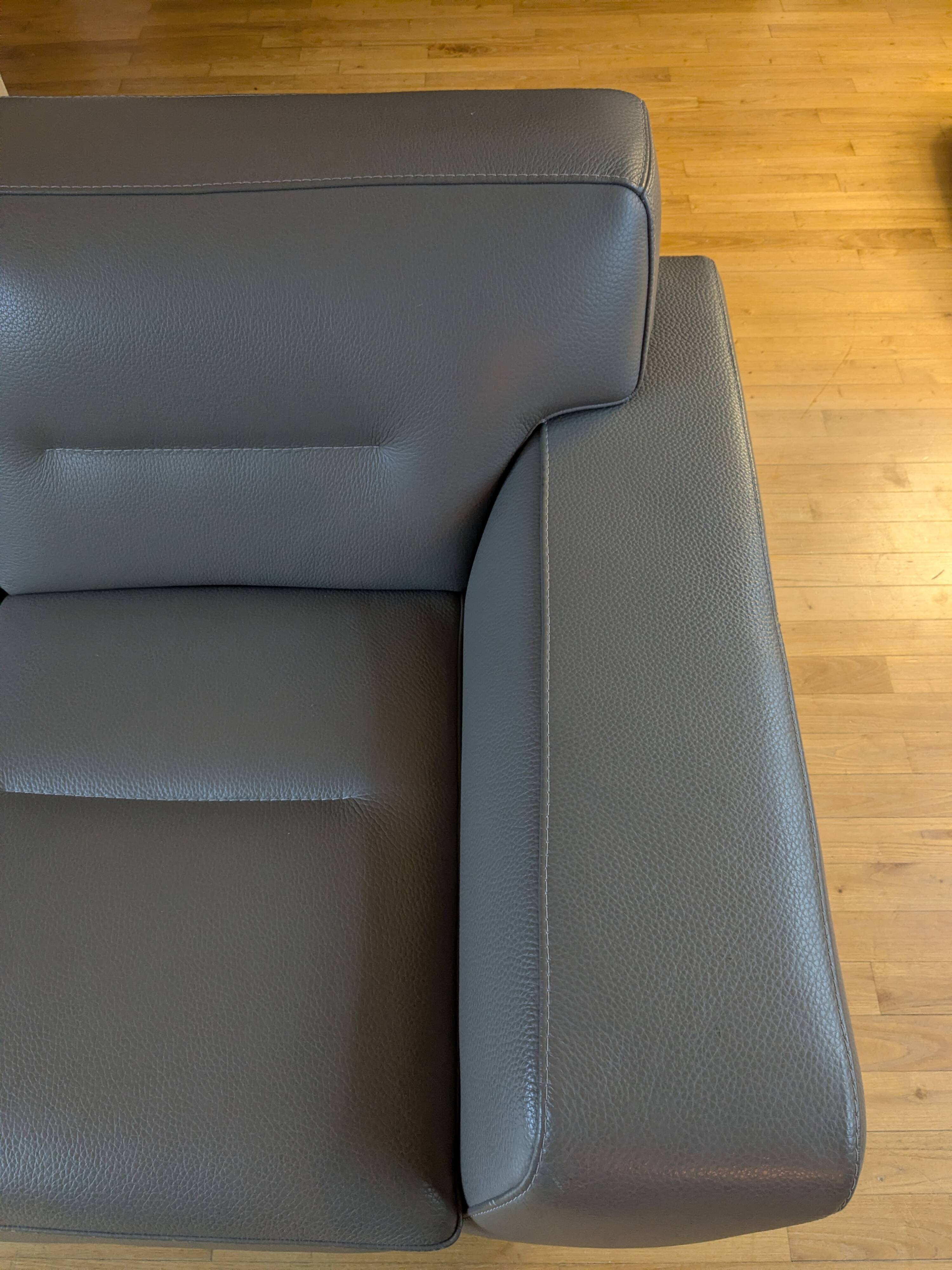 Grey leather sofa Rochebobois