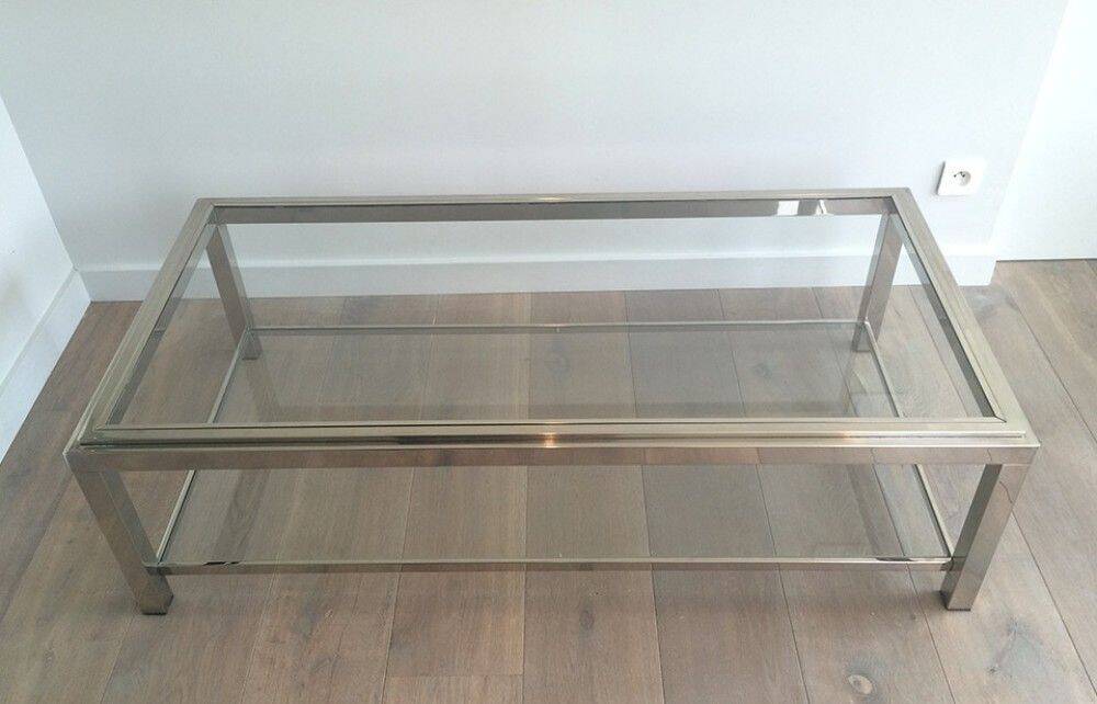 Large chrome coffee table