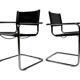 Ensemble vintage de 6 chaises à structure tubulaire Mart Stam design cuir
