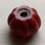 Salt pots and mustard pot, in enameled ceramic, slip, in the shape of a tomato, vintage