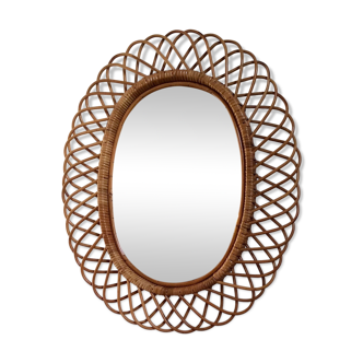 Oval rattan mirror 80cmx65cm