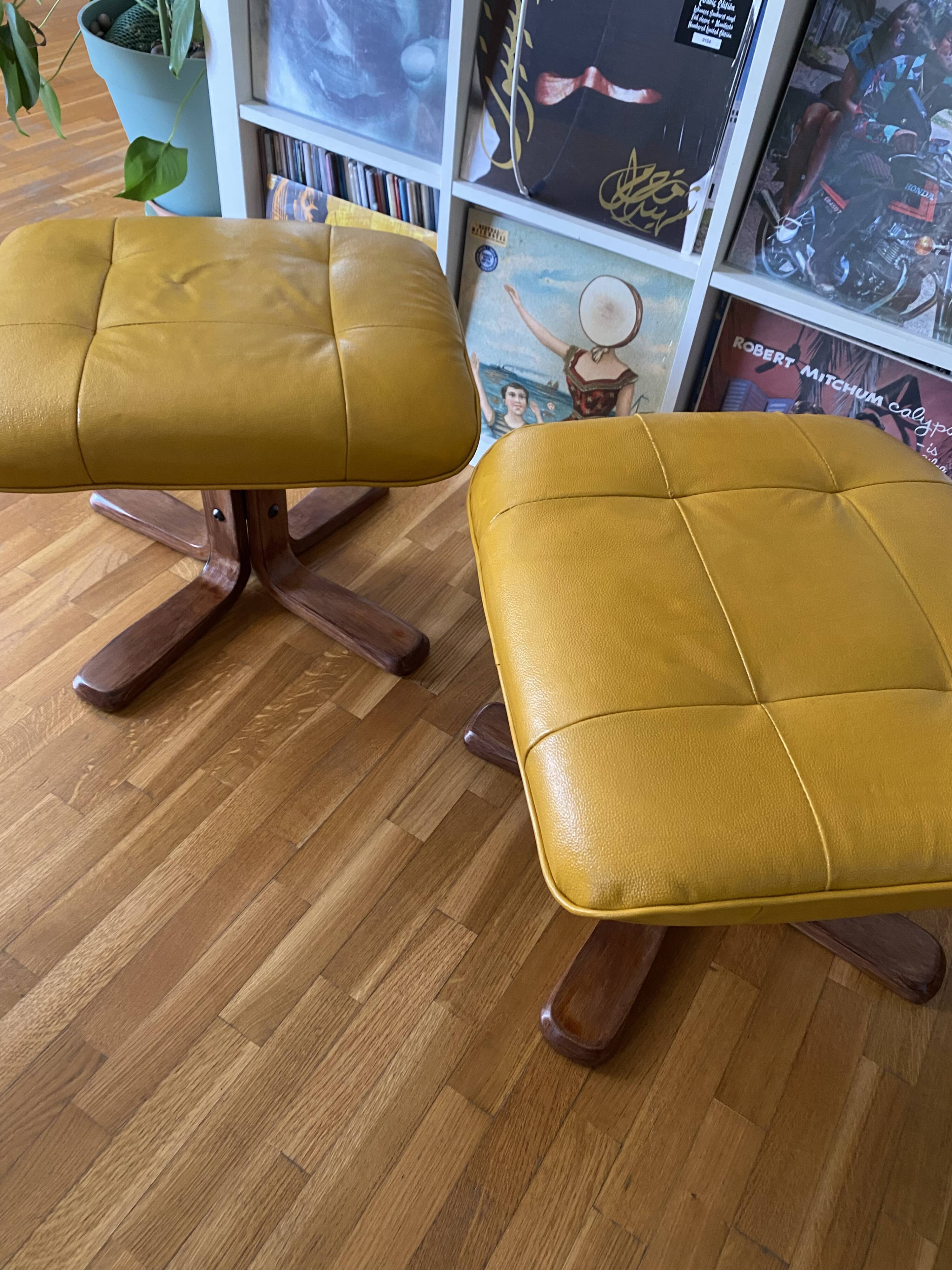 Pair of vintage Scandinavian footrests/ottomans from the 1970s – refurbished