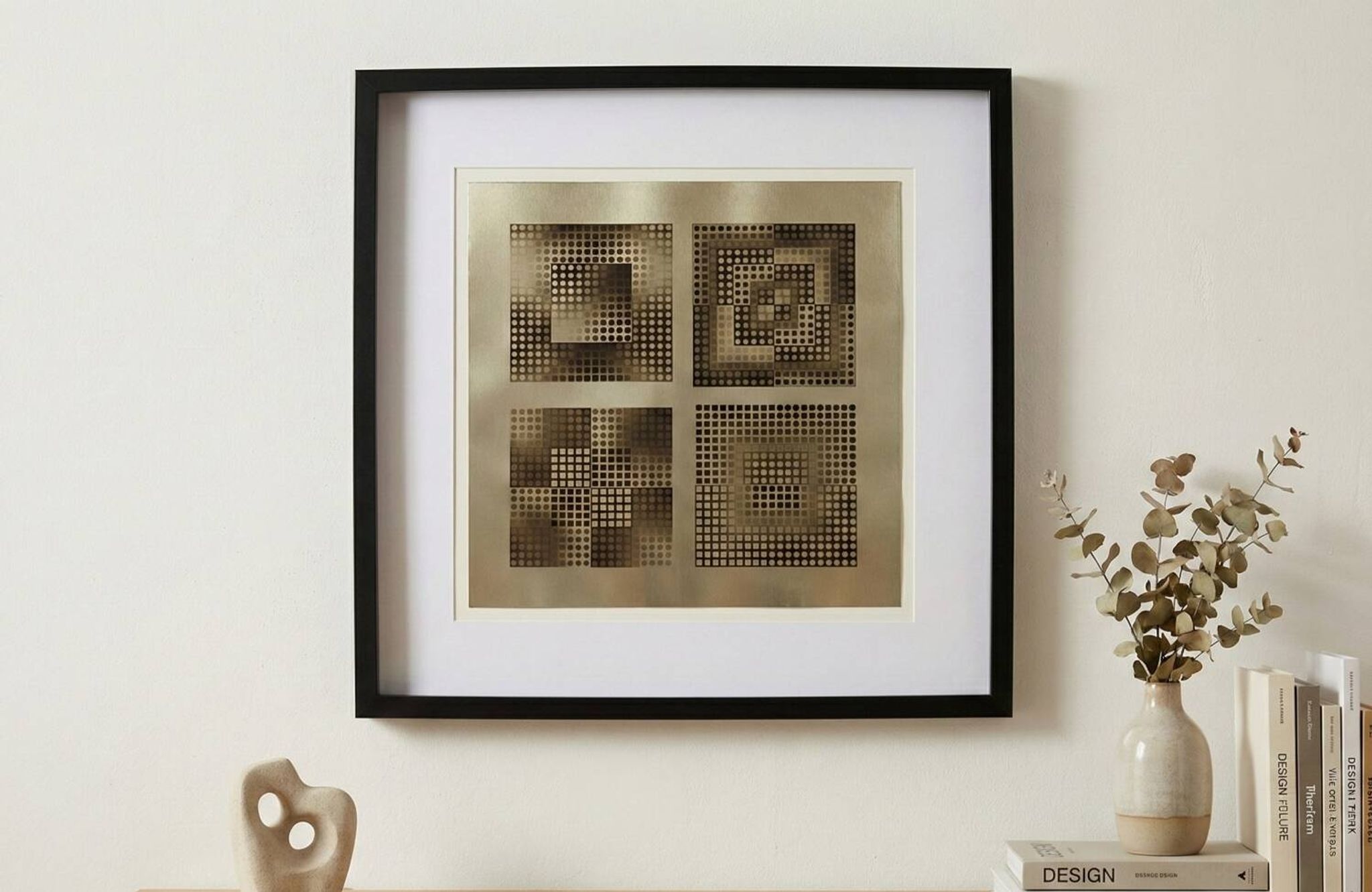 Tableau Vintage Art Optique - Victor Vasarely - Frame 40x40cm.