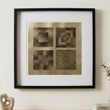 Tableau Vintage Art Optique - Victor Vasarely - Frame 40x40cm.