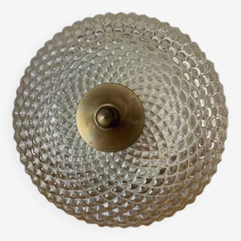 vintage ceiling light in chiseled glass and brass from the 60s